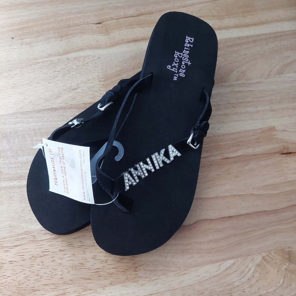 Rhinestone roxy flip flop